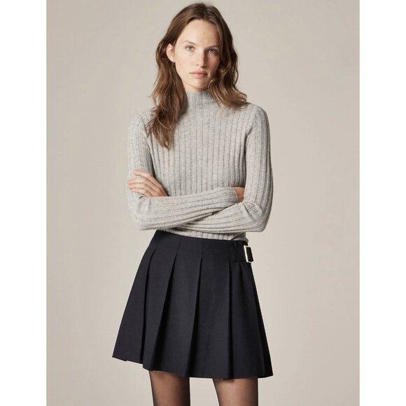 J.CREW Sweaters - NWT J.Crew Womens 100% Cashmere Turtleneck XS Wide Rib Gray Sweater Luxury Chic